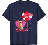 Love Golden Retriever Rose and Heart Balloon Valentine’s Day T-Shirt