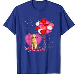 Love Golden Retriever Rose and Heart Balloon Valentine’s Day T-Shirt