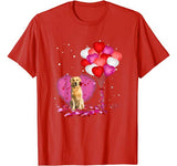 Love Golden Retriever Rose and Heart Balloon Valentine’s Day T-Shirt