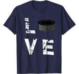 Love Hockey Puck Funny Sports Valentine’s Day T-Shirt