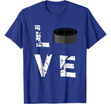 Love Hockey Puck Funny Sports Valentine’s Day T-Shirt