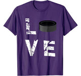 Love Hockey Puck Funny Sports Valentine’s Day T-Shirt
