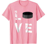 Love Hockey Puck Funny Sports Valentine’s Day T-Shirt