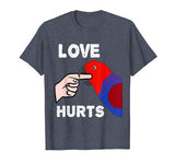 Love Hurts Female Eclectus Parrot Tshirt Valentine’s Day