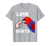 Love Hurts Female Eclectus Parrot Tshirt Valentine’s Day
