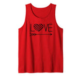 Love Women Buffalo Plaid Red Heart Valentine Tank Top