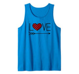 Love Women Buffalo Plaid Red Heart Valentine Tank Top