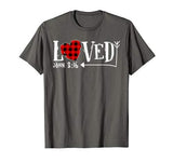 Loved John 3:16 Red Plaid Heart Christian Valentine’s Day T-Shirt