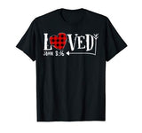Loved John 3:16 Red Plaid Heart Christian Valentine’s Day T-Shirt