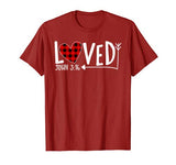 Loved John 3:16 Red Plaid Heart Christian Valentine’s Day T-Shirt