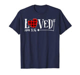 Loved John 3:16 Red Plaid Heart Christian Valentine’s Day T-Shirt