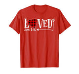Loved John 3:16 Red Plaid Heart Christian Valentine’s Day T-Shirt
