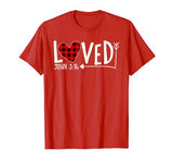 Loved John 3:16 Red Plaid Heart Christian Valentine’s Day T-Shirt