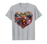 Marvel Avengers Heart Group Shot Valentine Graphic T-Shirt
