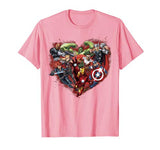 Marvel Avengers Heart Group Shot Valentine Graphic T-Shirt