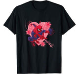 Marvel Spider-Man Hearts and Flowers Valentine’s Day T-Shirt