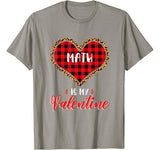 Math is My Valentine Leopard Red Buffalo Plaid Heart Teacher T-Shirt