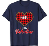 Math is My Valentine Leopard Red Buffalo Plaid Heart Teacher T-Shirt
