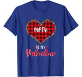 Math is My Valentine Leopard Red Buffalo Plaid Heart Teacher T-Shirt