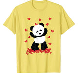 Panda with Hearts – Valentines Day Women and Girls T-Shirt