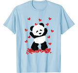 Panda with Hearts – Valentines Day Women and Girls T-Shirt