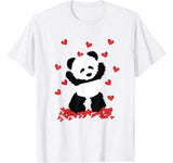 Panda with Hearts – Valentines Day Women and Girls T-Shirt