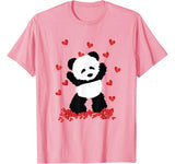 Panda with Hearts – Valentines Day Women and Girls T-Shirt
