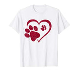 Paw Print Heart Dog Cat Owner Lover Girl Valentine Day Shirt