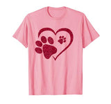 Paw Print Heart Dog Cat Owner Lover Girl Valentine Day Shirt