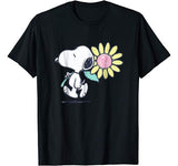 Peanuts Snoopy pink daisy flower T-shirt