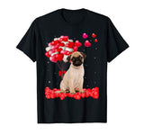 Pug Valentine’s Day Outfit Heart Dog Lover T-Shirt