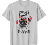 Pugs And Kisses Red Hearts Valentine’s Graphic T-Shirt
