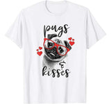 Pugs And Kisses Red Hearts Valentine’s Graphic T-Shirt