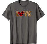 Red Buffalo Plaid Leopard Print Hearts Love Valentine’s Day T-Shirt