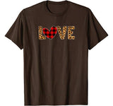 Red Buffalo Plaid Leopard Print Hearts Love Valentine’s Day T-Shirt