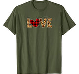 Red Buffalo Plaid Leopard Print Hearts Love Valentine’s Day T-Shirt