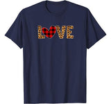 Red Buffalo Plaid Leopard Print Hearts Love Valentine’s Day T-Shirt