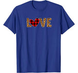 Red Buffalo Plaid Leopard Print Hearts Love Valentine’s Day T-Shirt