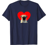 Red Heart Valentine Pug Dog Love T-shirt