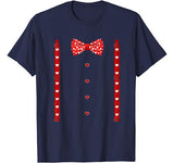 Red Hearts Bow Tie Suspenders Valentines Day Costume T-Shirt