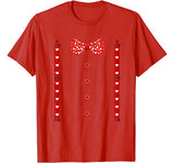 Red Hearts Bow Tie Suspenders Valentines Day Costume T-Shirt