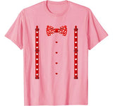 Red Hearts Bow Tie Suspenders Valentines Day Costume T-Shirt