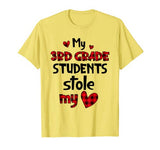 Red Plaid My 3rd Grade Students Stole My Heart Valentines T-Shirt