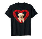Rose Heart Yellow Lab Puppy Valentines Day Cute T-Shirt