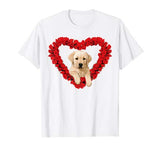 Rose Heart Yellow Lab Puppy Valentines Day Cute T-Shirt