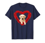 Rose Heart Yellow Lab Puppy Valentines Day Cute T-Shirt