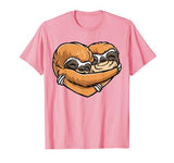 Sloth Heart Valentines Day Shirt Gift for Girls Men Women