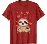 Sloth Valentine’s Day T-Shirt for Kids Girls Women Heart T-Shirt