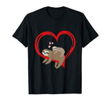 Sloth Valentines Day Womens Sloths Lover Valentine Heart Tee T-Shirt