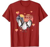 Star Wars Porg Hearts Group Shot Valentine Graphic T-Shirt